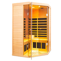 2-Person Corner Far Infrared Sauna Room - Hemlock Wood, Deluxe Transparent Glass Front, Large Capacity Home Sauna — product view 7