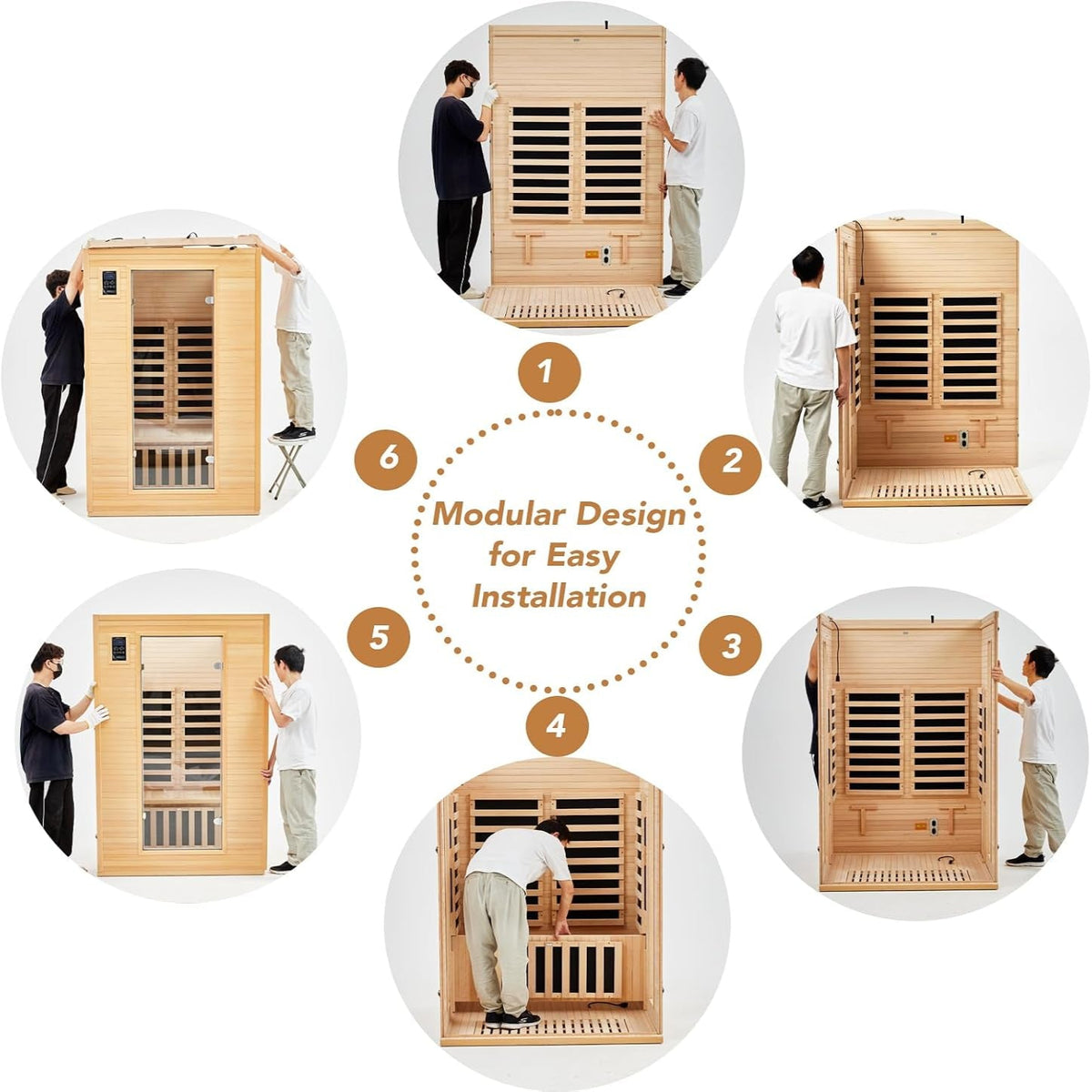 2024 Upgrade 1 to 2 Person Infrared Sauna, Low EMF Infrared Sauna for Home, Indoor Sauna Room, Hemlock Wooden Far Infrared Sauna, Dry Sauna with Bluetooth Speakers, LED Reading and Chromotherapy Lamp — product view 5