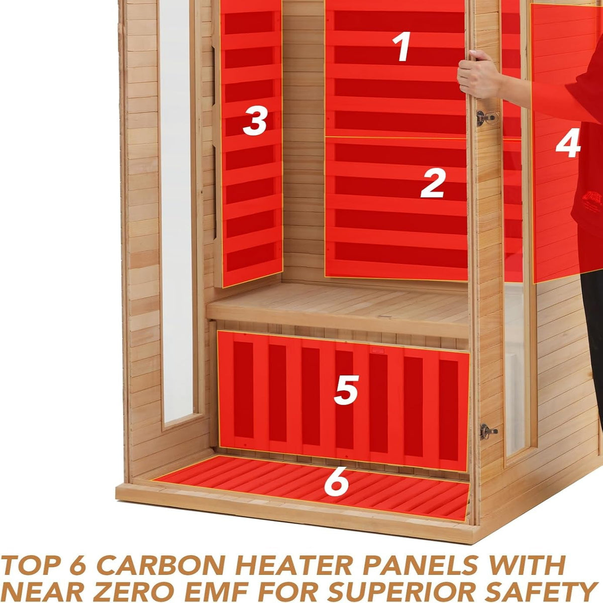2024 Upgrade 1 to 2 Person Infrared Sauna, Low EMF Infrared Sauna for Home, Indoor Sauna Room, Hemlock Wooden Far Infrared Sauna, Dry Sauna with Bluetooth Speakers, LED Reading and Chromotherapy Lamp — product view 7
