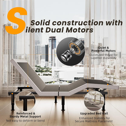 Adjustable Bed Frame King Size with Wireless Remote, Head Foot Incline, USB, Underbed Light - Heavy Duty Platform, Zero Gravity Bedframe — product view 5