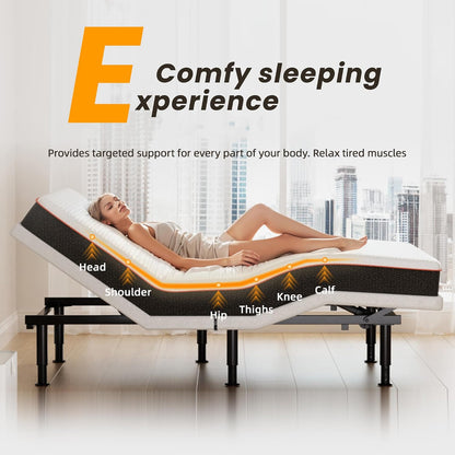 Adjustable Bed Frame King Size with Wireless Remote, Head Foot Incline, USB, Underbed Light - Heavy Duty Platform, Zero Gravity Bedframe — product view 6