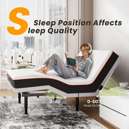 Adjustable Bed Frame King Size with Wireless Remote, Head Foot Incline, USB, Underbed Light - Heavy Duty Platform, Zero Gravity Bedframe — product view 7