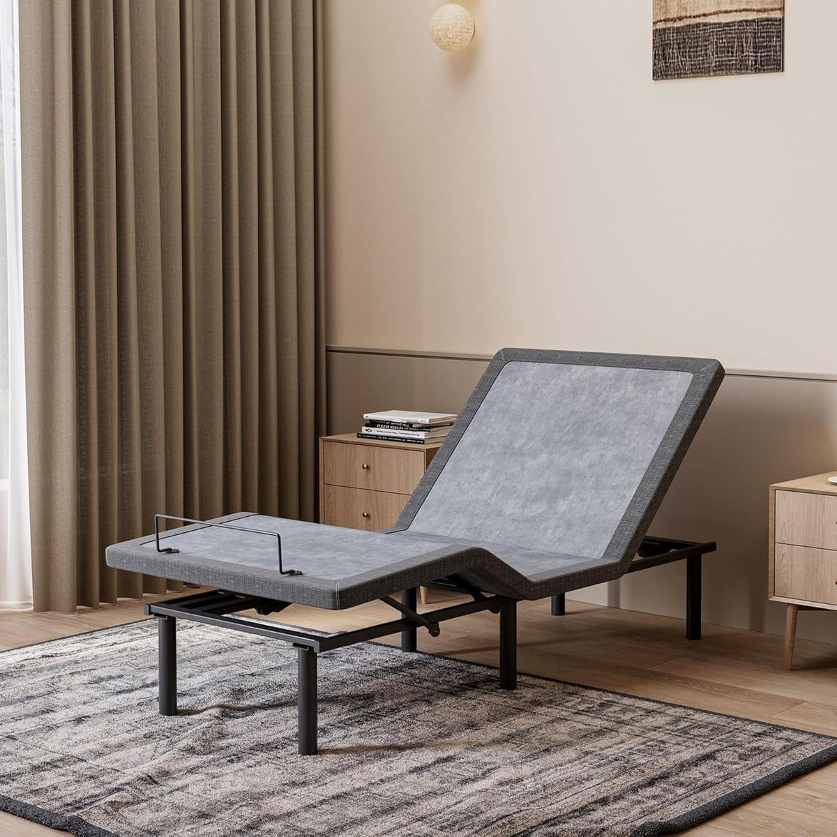 Adjustable Bed Frame Smart Bed Twin XL - Upholstered Bed Base with Massage, Wireless Remote, Ergonomic Foot&Head Incline, Zero Gravity, Dual USB Ports, under Bed Light, 3100 Series Grey — product view 2