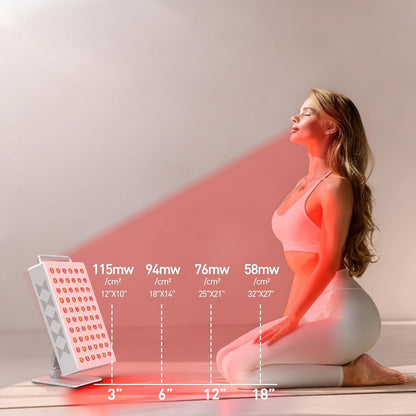 Red Light Therapy Panel 5 Wavelength 60 Dual Chip Leds 630+660+810+830+850Nm Red and near Infrared Lamp Therapy Device 100W with Timer & Stand for Body Pain Relief Face Skin Health Sleep White — product view 4